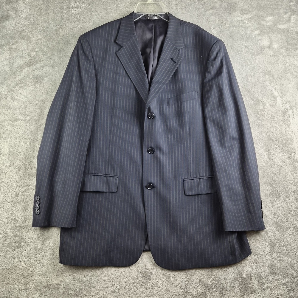 Kenneth Cole Blazer Jacket Mens Black Pinstripe 3 Buttons Sport Coat Made In USA